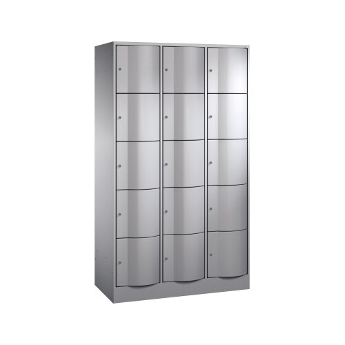 C+P Schließfachschrank Resisto 1.150 x 1.950 x 540 mm (B x H x T) 15 Fächer weißaluminium