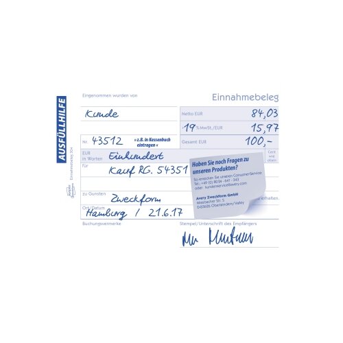 Avery Zweckform Einnahmebeleg 304