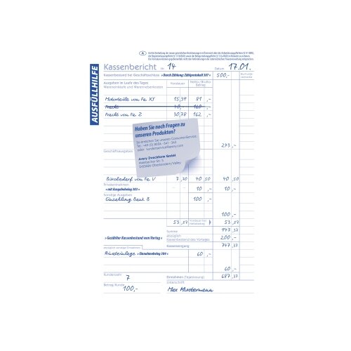 Avery Zweckform Kassenbericht 305