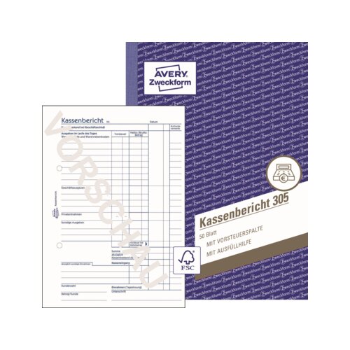 Avery Zweckform Kassenbericht 305