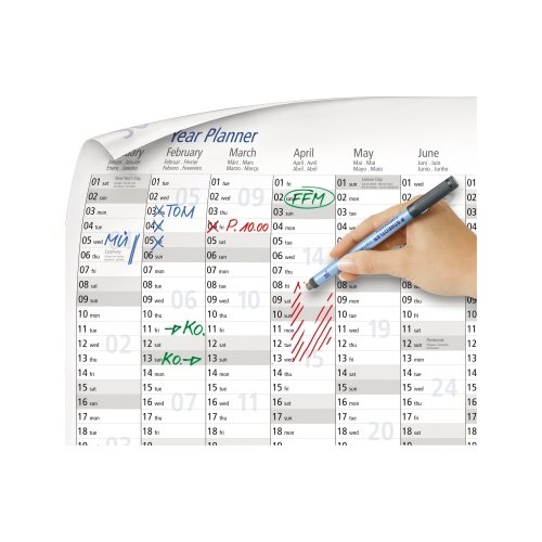 STAEDTLER® Plakatkalender Lumocolor® 2026 inkl. Folienstift Lumocolor® correctable 305 F schwarz, selbstklebende Stifteklemme