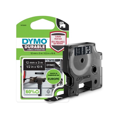 DYMO® Schriftbandkassette D1 12 mm x 3 m (B x L) schwarz