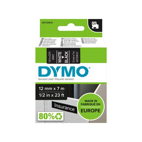 DYMO® Schriftbandkassette D1 12 mm x 7 m (B x L) schwarz