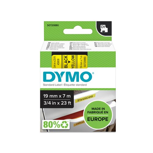 DYMO® Schriftbandkassette D1 19 mm x 7 m (B x L) gelb