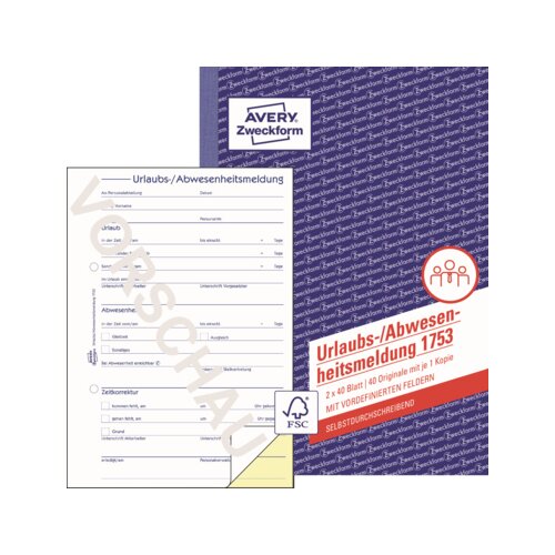 Avery Zweckform Urlaubsantrag 1753