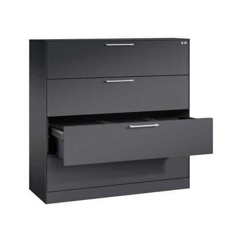 C+P Hängeregistraturschrank Asisto 3-bahnig schwarzgrau