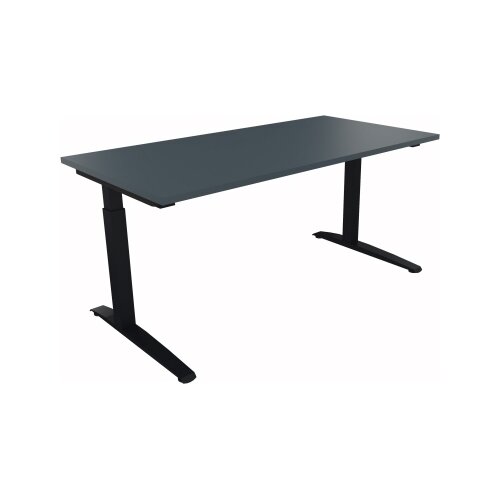 Schreibtisch all in one 1.600 x 650-850 x 800 mm (B x H x T) lavagrau