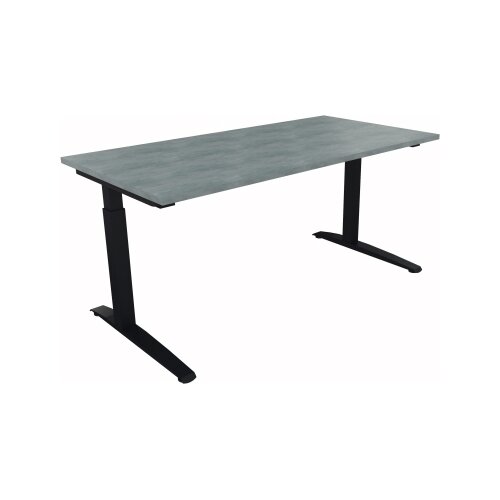 Schreibtisch all in one 1.600 x 650-850 x 800 mm (B x H x T) beton hell