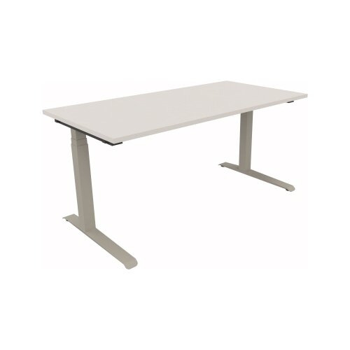Schreibtisch all in one 1.600 x 645-1.275 x 800 mm (B x H x T) silberaluminium