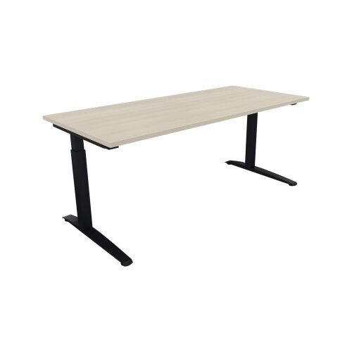 Schreibtisch all in one 1.800 x 650-850 x 800 mm (B x H x T) Flachkufe Quadratrohr akazie hell