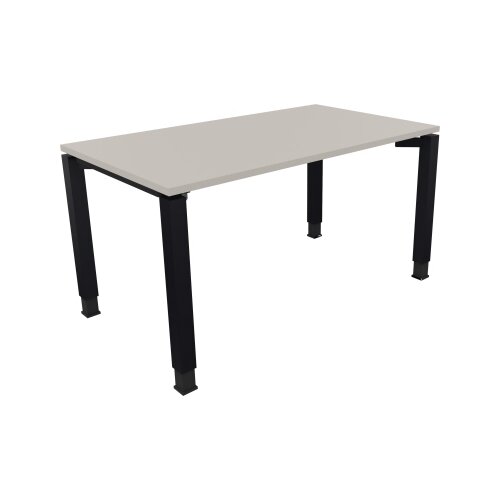 Schreibtisch all in one 1.400 x 680-820 x 800 mm (B x H x T) Vierfuß Quadratrohr lichtgrau