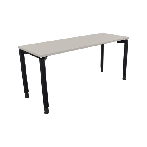 Schreibtisch all in one 1.600 x 650-850 x 600 mm (B x H x T) Vierfuß Rundrohr lichtgrau