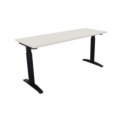 Schreibtisch all in one 1.600 x 650-850 x 600 mm (B x H x T) Flachkufe Quadratrohr diamant weiß