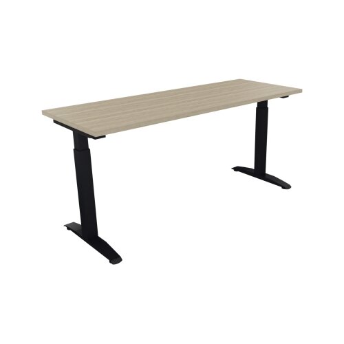 Schreibtisch all in one 1.600 x 650-850 x 600 mm (B x H x T) Flachkufe Quadratrohr eiche natur