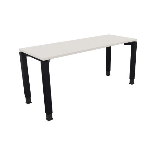 Schreibtisch all in one 1.600 x 680-820 x 600 mm (B x H x T) Vierfuß Quadratrohr diamant weiß