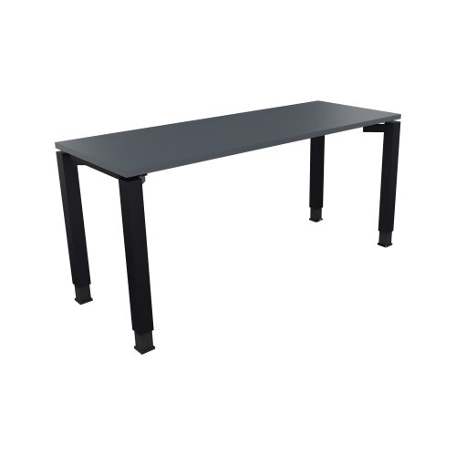 Schreibtisch all in one 1.600 x 680-820 x 600 mm (B x H x T) Vierfuß Quadratrohr lavagrau