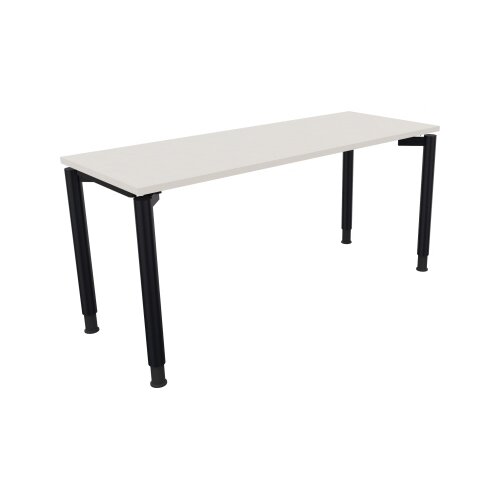 Schreibtisch all in one 1.600 x 680-820 x 600 mm (B x H x T) Vierfuß Rundrohr diamant weiß