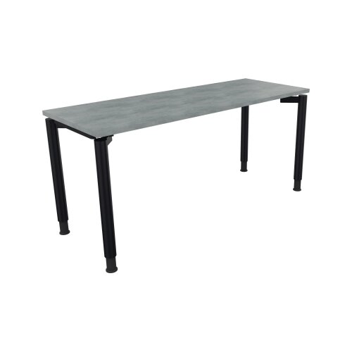 Schreibtisch all in one 1.600 x 680-820 x 600 mm (B x H x T) Vierfuß Rundrohr beton hell