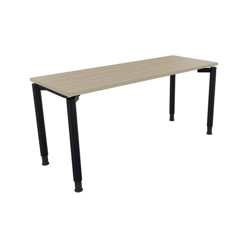 Schreibtisch all in one 1.600 x 680-820 x 600 mm (B x H x T) Vierfuß Rundrohr eiche natur