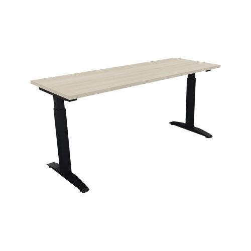 Schreibtisch all in one 1.600 x 650-850 x 600 mm (B x H x T) Flachkufe Quadratrohr akazie hell