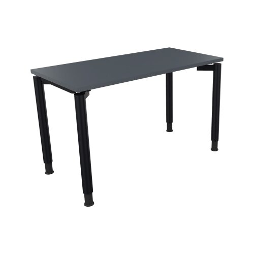 Schreibtisch all in one 1.200 x 680-820 x 600 mm (B x H x T) Vierfuß Rundrohr lavagrau