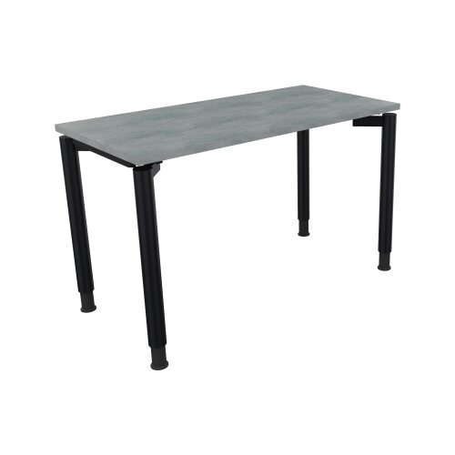 Schreibtisch all in one 1.200 x 680-820 x 600 mm (B x H x T) Vierfuß Rundrohr beton hell