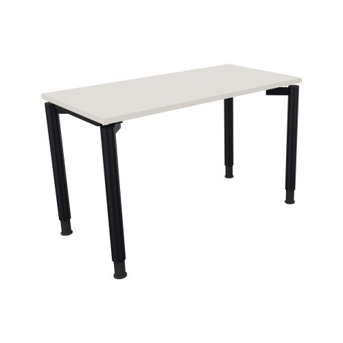 Schreibtisch all in one 1.200 x 680-820 x 600 mm (B x H x T) Vierfuß Rundrohr diamant weiß