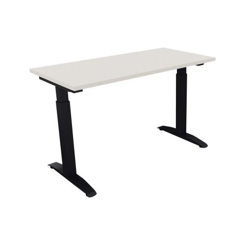 Schreibtisch all in one 1.200 x 650-850 x 600 mm (B x H x T) Flachkufe Quadratrohr diamantweiß