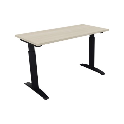 Schreibtisch all in one 1.200 x 650-850 x 600 mm (B x H x T) Flachkufe Quadratrohr akazie hell