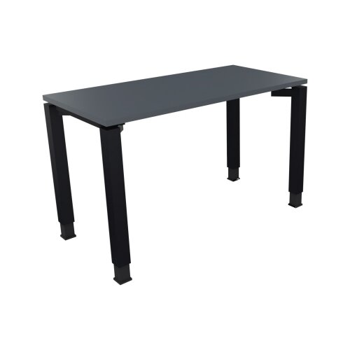 Schreibtisch all in one 1.200 x 680-820 x 600 mm (B x H x T) Vierfuß Quadratrohr lavagrau