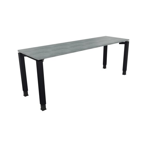 Schreibtisch all in one 2.000 x 680-820 x 600 mm (B x H x T) Vierfuß Quadratrohr beton hell