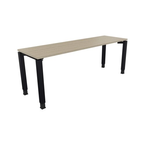 Schreibtisch all in one 2.000 x 680-820 x 600 mm (B x H x T) Vierfuß Quadratrohr eiche natur