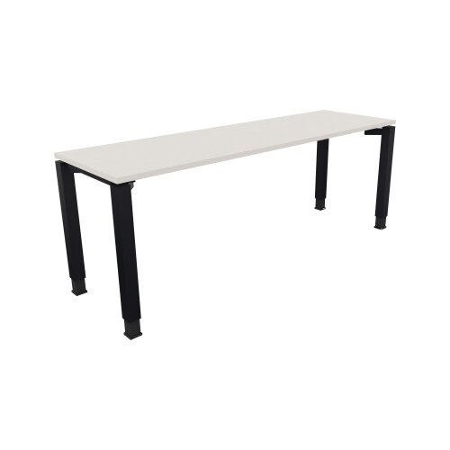 Schreibtisch all in one 2.000 x 680-820 x 600 mm (B x H x T) Vierfuß Quadratrohr diamant weiß