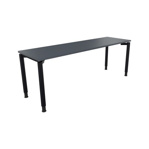 Schreibtisch all in one 2.000 x 680-820 x 600 mm (B x H x T) Vierfuß Rundrohr lavagrau