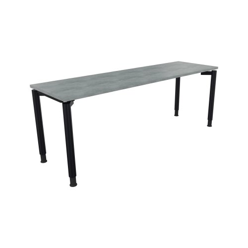 Schreibtisch all in one 2.000 x 680-820 x 600 mm (B x H x T) Vierfuß Rundrohr beton hell