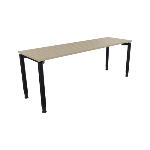 Schreibtisch all in one 2.000 x 680-820 x 600 mm (B x H x T) Vierfuß Rundrohr eiche natur