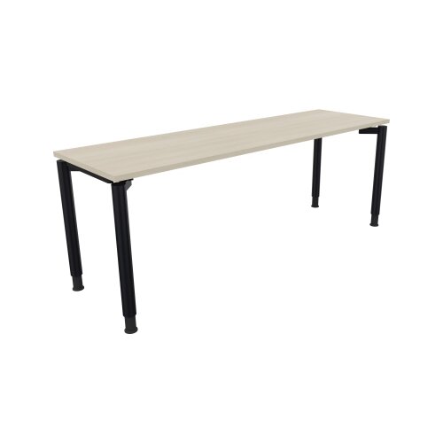 Schreibtisch all in one 2.000 x 680-820 x 600 mm (B x H x T) Vierfuß Rundrohr akazie hell