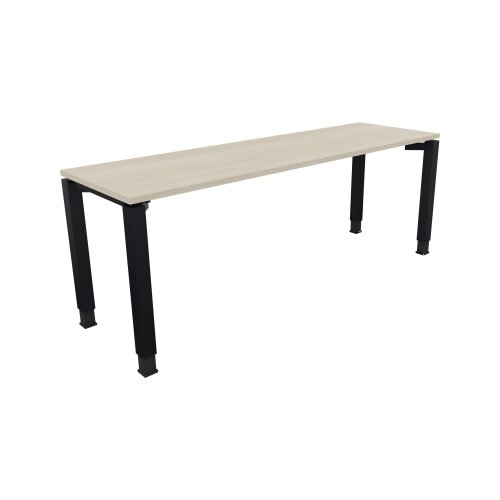 Schreibtisch all in one 2.000 x 680-820 x 600 mm (B x H x T) Vierfuß Quadratrohr akazie hell