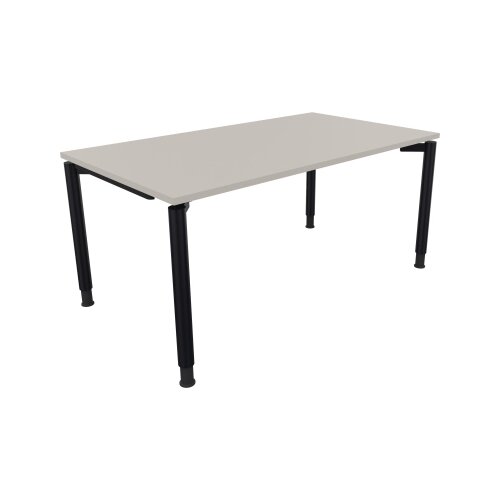 Schreibtisch all in one 1.600 x 680-820 x 900 mm (B x H x T) Vierfuß Rundrohr lichtgrau