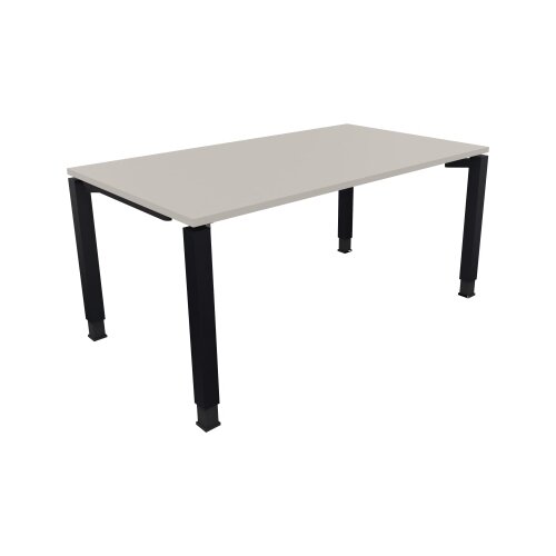 Schreibtisch all in one 1.600 x 680-820 x 900 mm (B x H x T) Vierfuß Quadratrohr lichtgrau