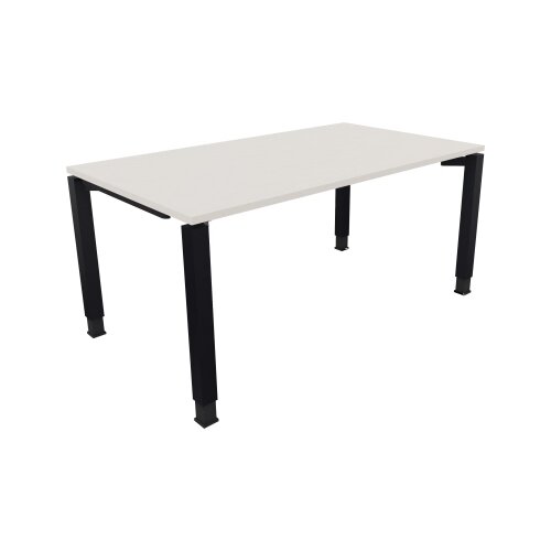 Schreibtisch all in one 1.600 x 680-820 x 900 mm (B x H x T) Vierfuß Quadratrohr diamant weiß