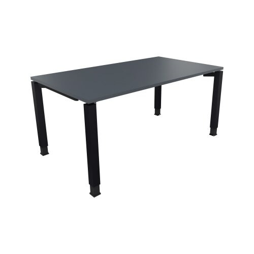 Schreibtisch all in one 1.600 x 680-820 x 900 mm (B x H x T) Vierfuß Quadratrohr lavagrau