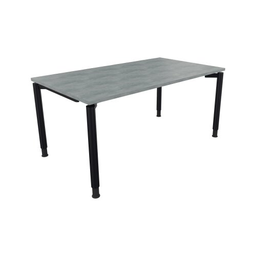 Schreibtisch all in one 1.600 x 680-820 x 900 mm (B x H x T) Vierfuß Rundrohr beton hell