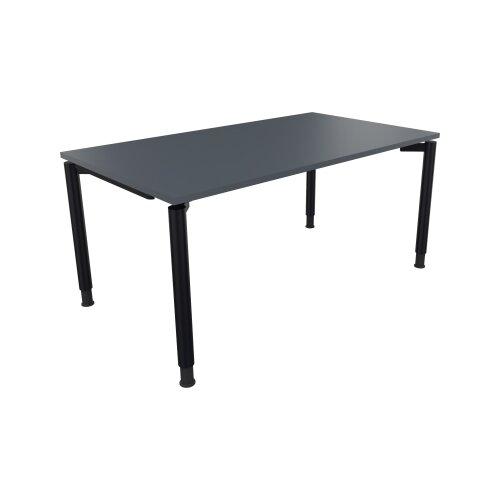 Schreibtisch all in one 1.600 x 680-820 x 900 mm (B x H x T) Vierfuß Rundrohr lavagrau