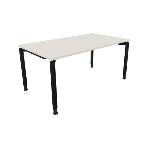 Schreibtisch all in one 1.600 x 680-820 x 900 mm (B x H x T) Vierfuß Rundrohr diamant weiß