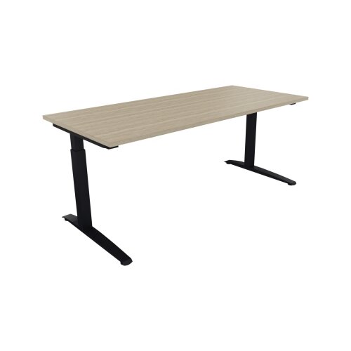 Schreibtisch all in one 1.800 x 650-850 x 800 mm (B x H x T) Flachkufe Quadratrohr eiche natur