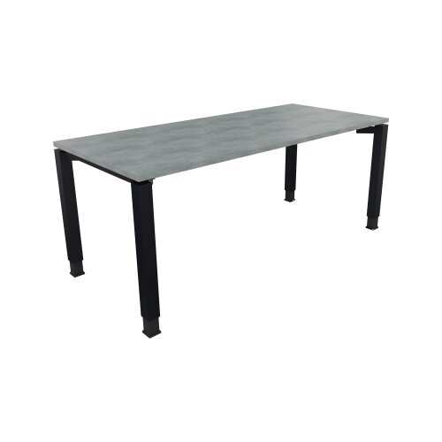 Schreibtisch all in one 1.800 x 680-820 x 800 mm (B x H x T) Vierfuß Quadratrohr beton hell