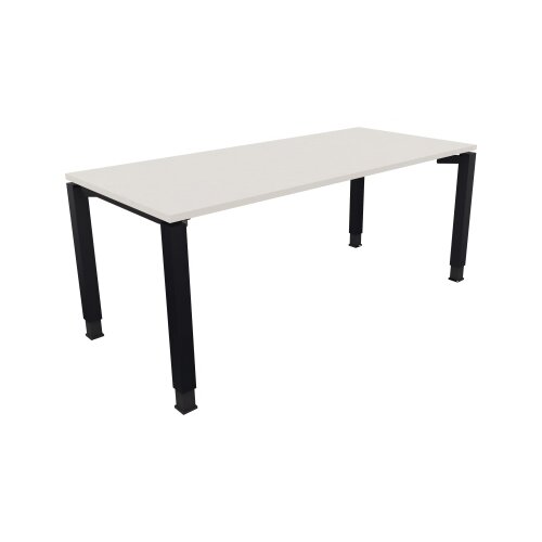 Schreibtisch all in one 1.800 x 680-820 x 800 mm (B x H x T) Vierfuß Quadratrohr diamantweiß