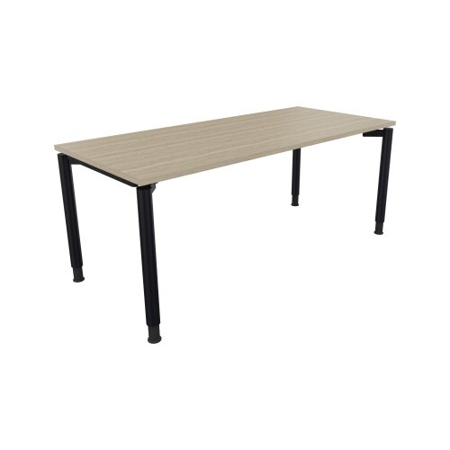 Schreibtisch all in one 1.800 x 680-820 x 800 mm (B x H x T) Vierfuß Rundrohr eiche natur