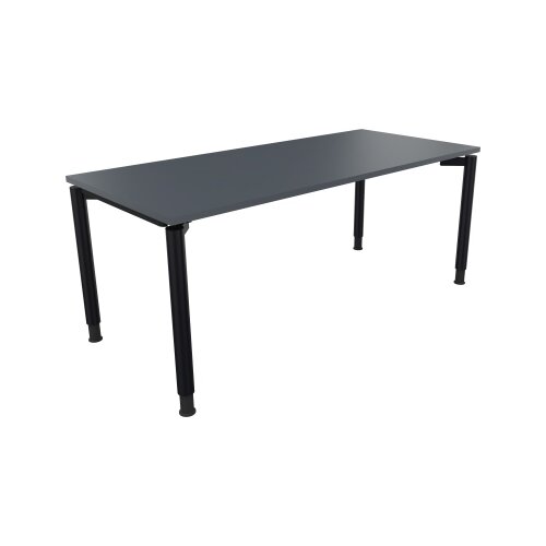 Schreibtisch all in one 1.800 x 680-820 x 800 mm (B x H x T) Vierfuß Rundrohr lavagrau